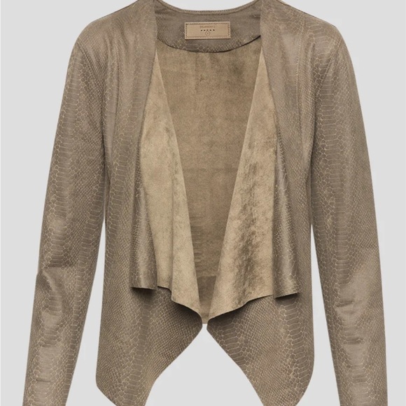 Blank NYC fast play open front draped Moto jacket olive green croc faux leather - Picture 7 of 13